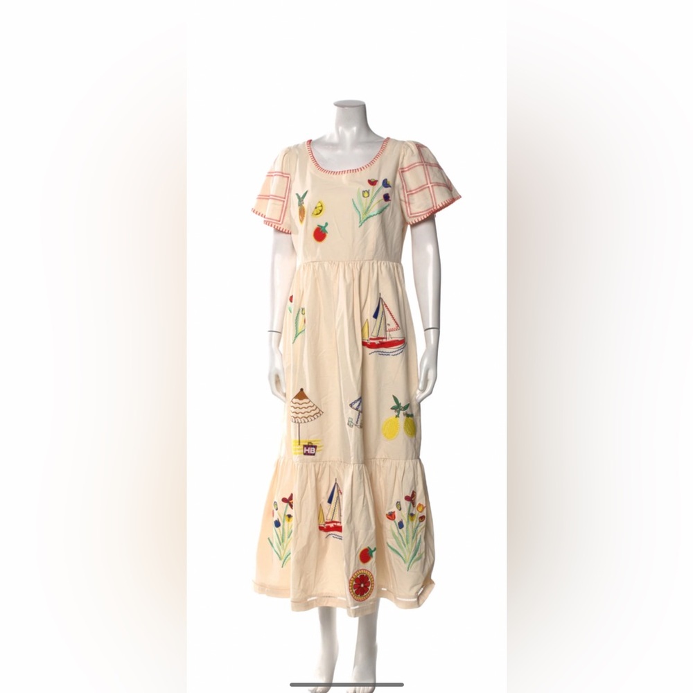Hunter Bell Marley Cream Dress with Red Embroidery